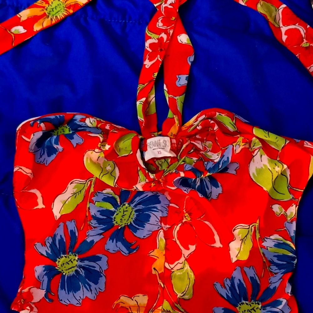 Sienna Sky Red Sleeveless Crop Top with Tie Front and Cut Out